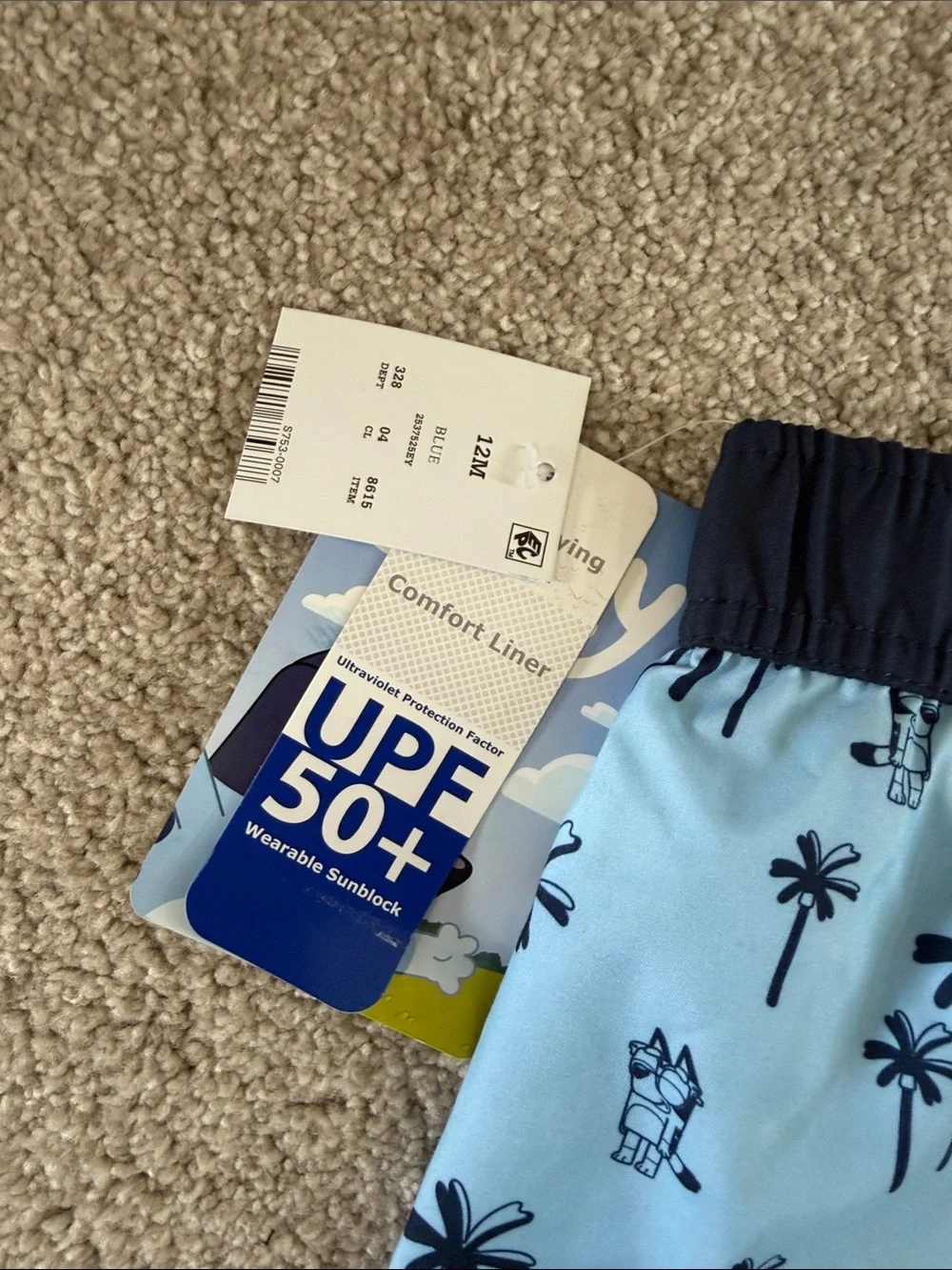 NWT infant boys Bluey Swim Shorts with lining size 12 month